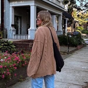 Profound Tan Oversized Cableknit Sweater